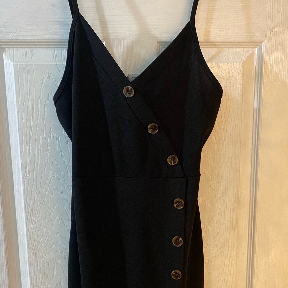 Black Sheath Midi Dress with Spaghetti Straps